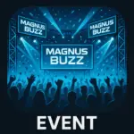 An icon image representing an 'Event' for 'Magnus Buzz'. The design should feature a dynamic scene w